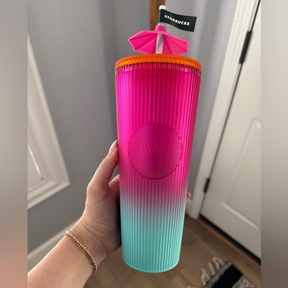 ☀️2025 Summer Starbucks Venti Gradient Cold Cup Tumbler w/Sun Umbrella Topper - Picture 2 of 6